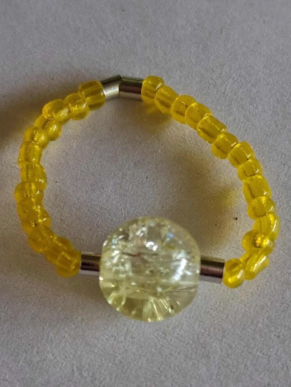 5/$25 Yellow Beaded Glass Accent Ring - Women's Jewelry 6,7,8
